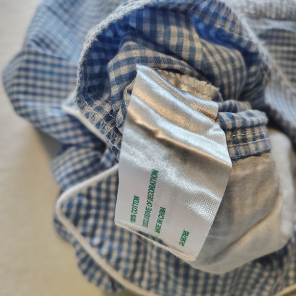 Lil Cactus Boys Checked Blue White Easter Jon Jon Outfit Size 12-18 Months - Picture 6 of 6